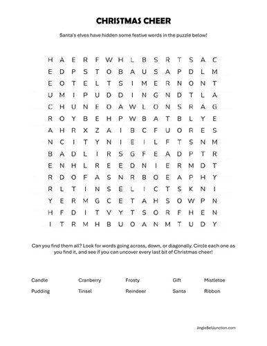 Christmas Cheer word search