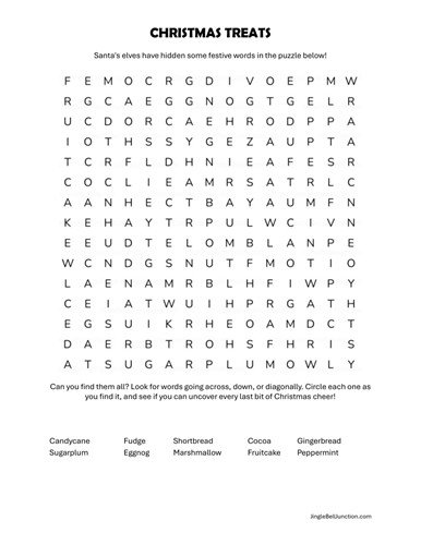Christmas Treats word search