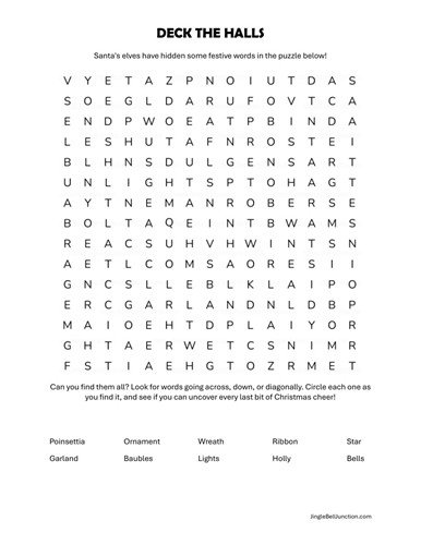 Deck the Halls word search